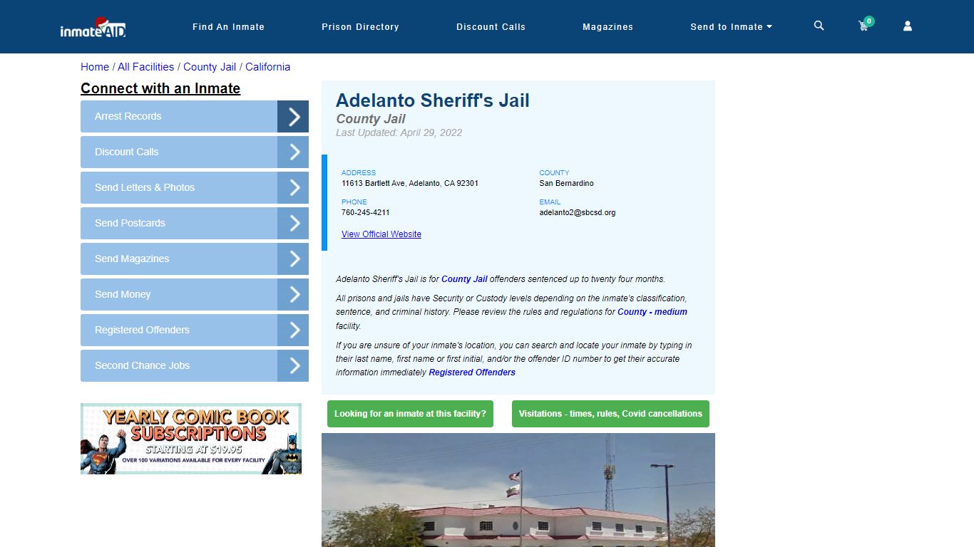 Adelanto Sheriff's Jail - Inmate Locator - Adelanto, CA