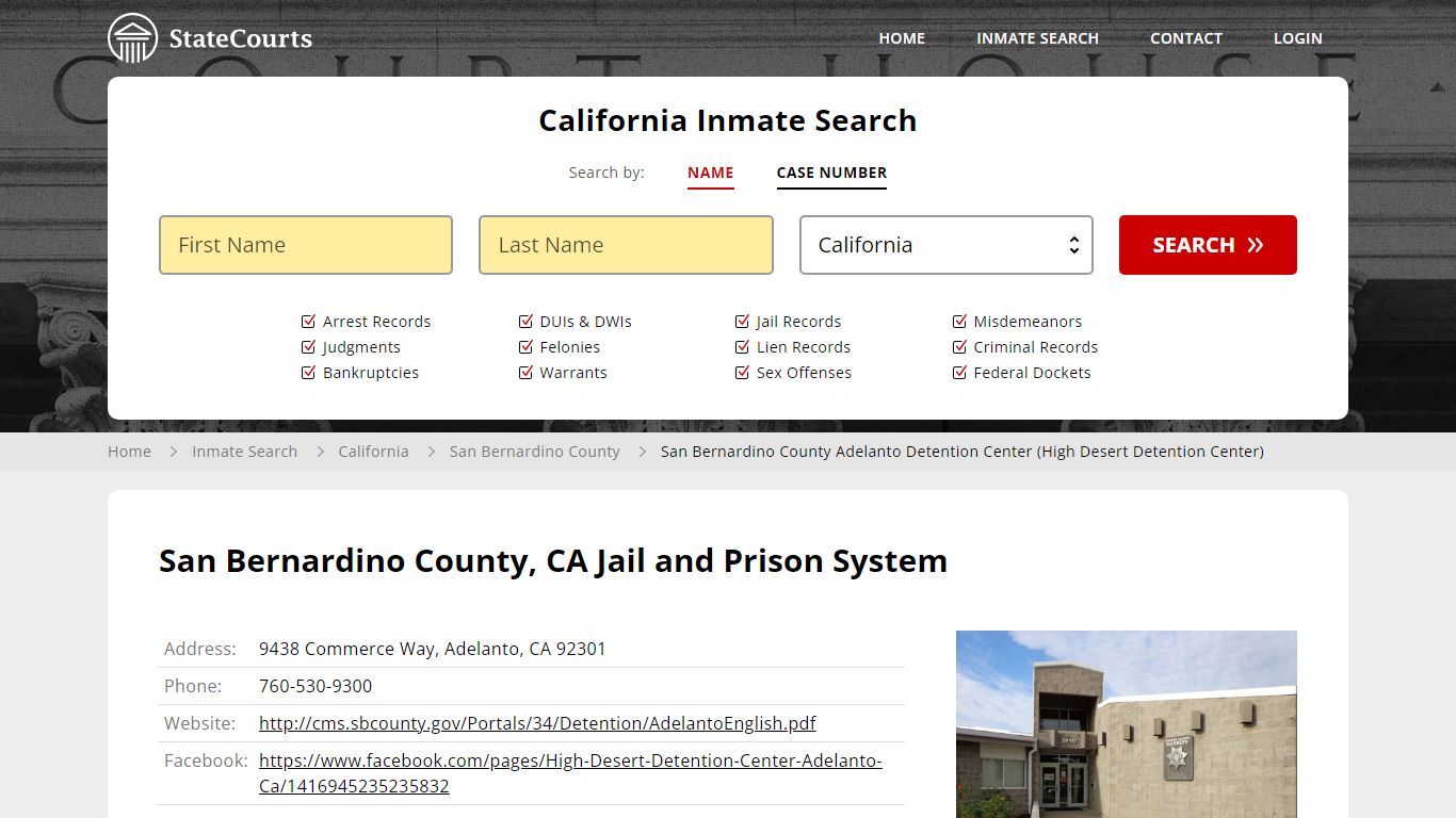 San Bernardino County Adelanto Detention Center (High Desert Detention ...